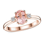 10K Rose Gold AGI Certified AAA Pink Morganite & White Diamond Ring 1.35 Ct.