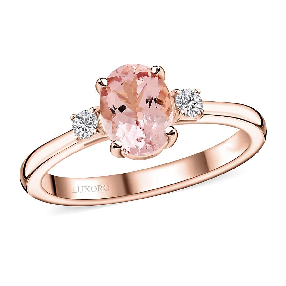 Appraised and Certified 1.35 Ct. Pink Morganite, Diamond Trilogy Ring in 10K Rose Gold 7858502 0