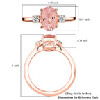 10K Rose Gold AGI Certified AAA Pink Morganite & White Diamond Ring 1.35 Ct.