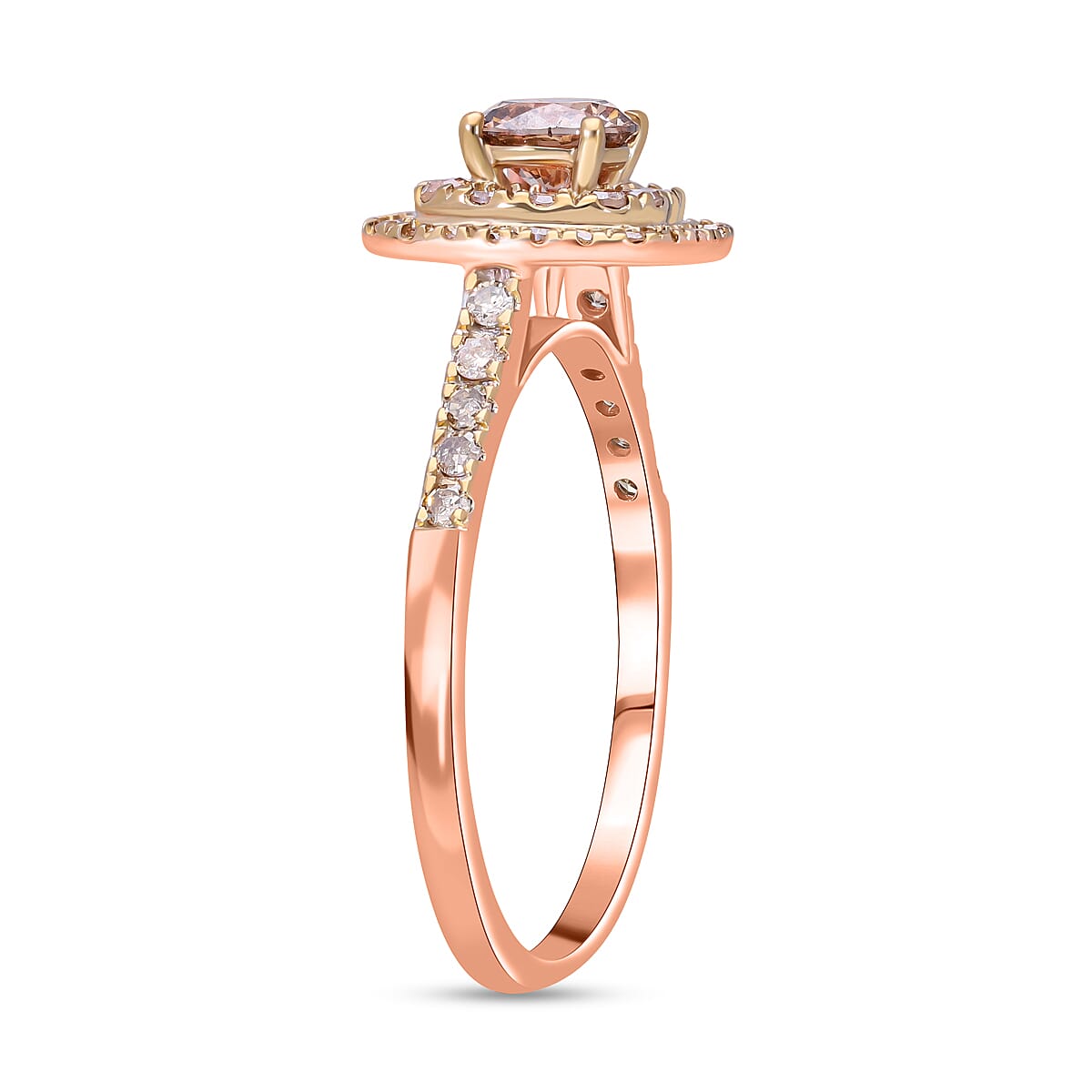 NY Closeout - 1 Ct Champagne Diamond (0.50 Ct Center) Double Halo Ring in 10K Rose Gold SGL Certified 7718863 2