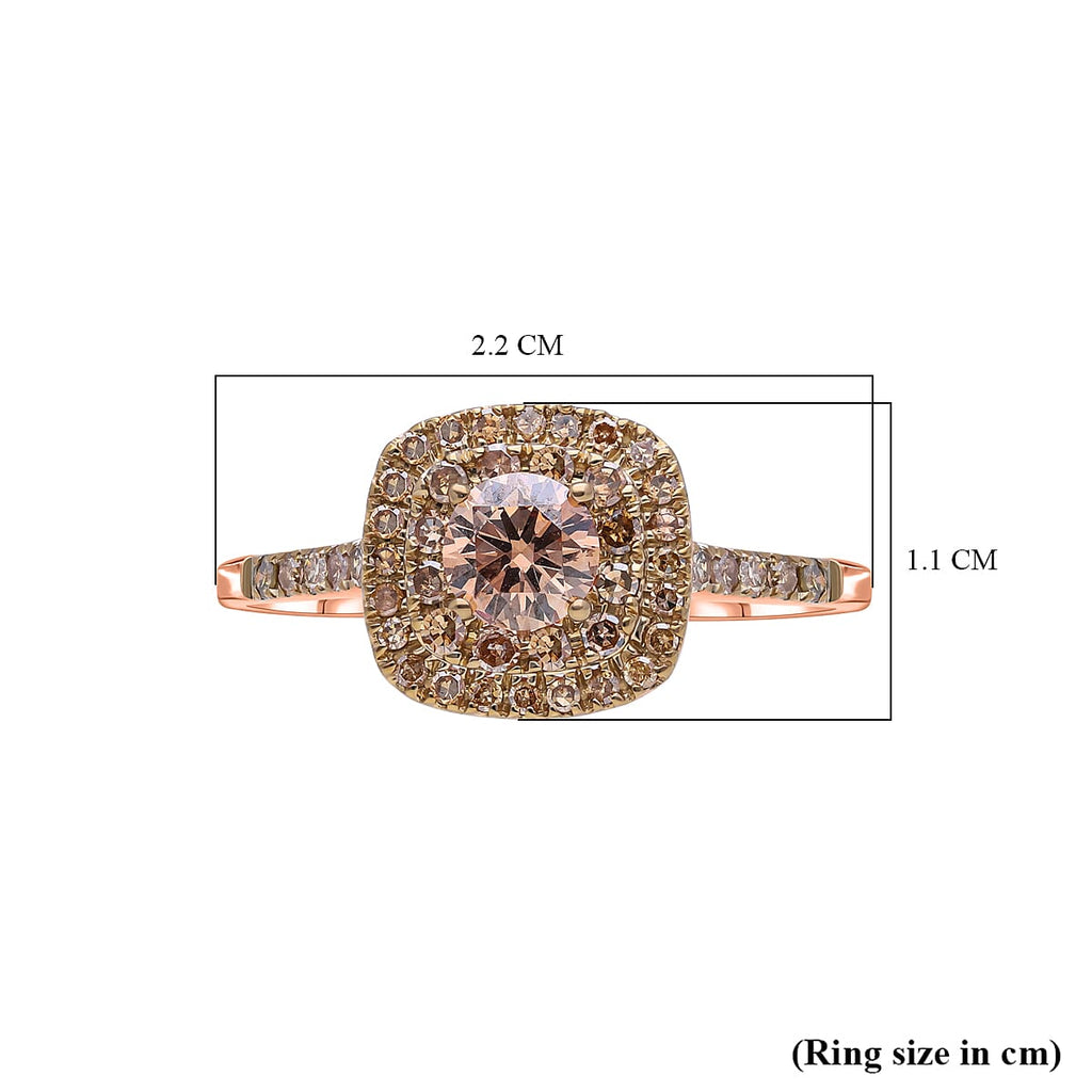 NY Closeout - 1 Ct Champagne Diamond (0.50 Ct Center) Ring in 10K Rose Gold SGL Certified