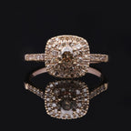 NY Closeout - 1 Ct Champagne Diamond (0.50 Ct Center) Ring in 10K Rose Gold SGL Certified