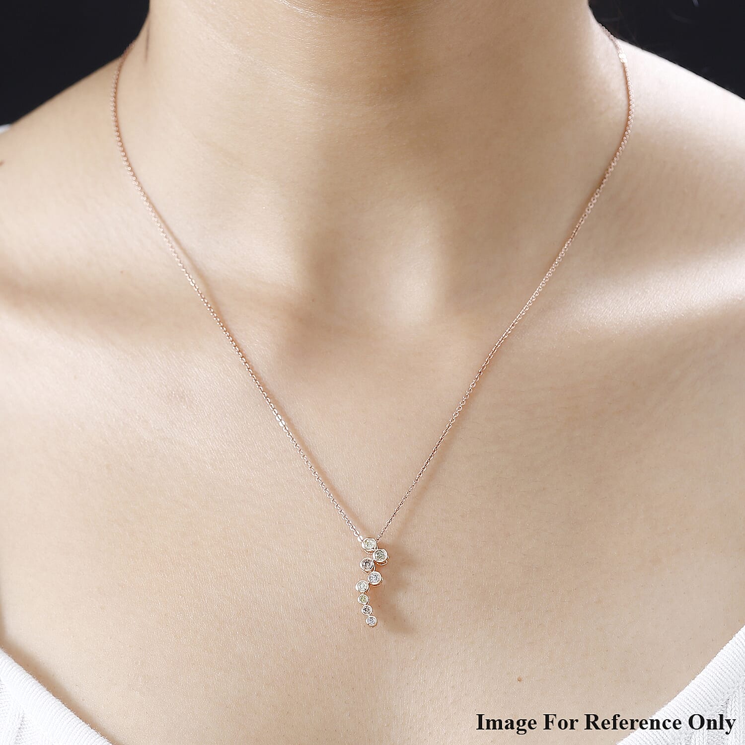 Natural Multi Diamond BUBBLE Pendant in 9K Rose Gold 7722827 2