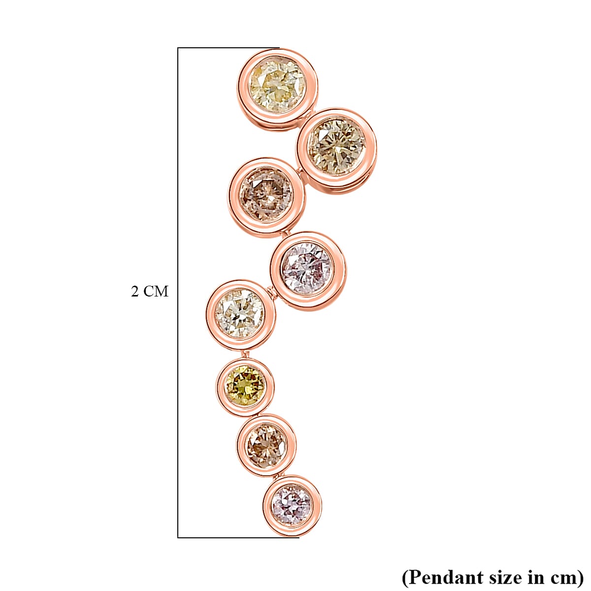 Natural Multi Diamond BUBBLE Pendant in 9K Rose Gold 7722827 6