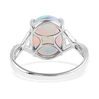 10K White Gold AGI Certified AAA Ethiopian Opal & White Diamond (I1-G-H) Solitiare Ring 3.20 Ct.