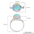 10K White Gold AGI Certified AAA Ethiopian Opal & White Diamond (I1-G-H) Solitiare Ring 3.20 Ct.
