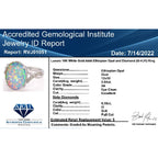 10K White Gold AGI Certified AAA Ethiopian Opal & White Diamond (I1-G-H) Solitiare Ring 3.20 Ct.