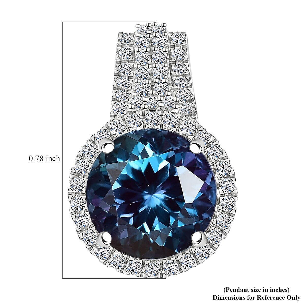 Certified and Appraised LUXURIANT 10K White Gold AAA Lab Grown Colour Change Alexandrite, Lab Grown Diamond EF, VS Halo Pendant 4.19 Ct. 8050071 5