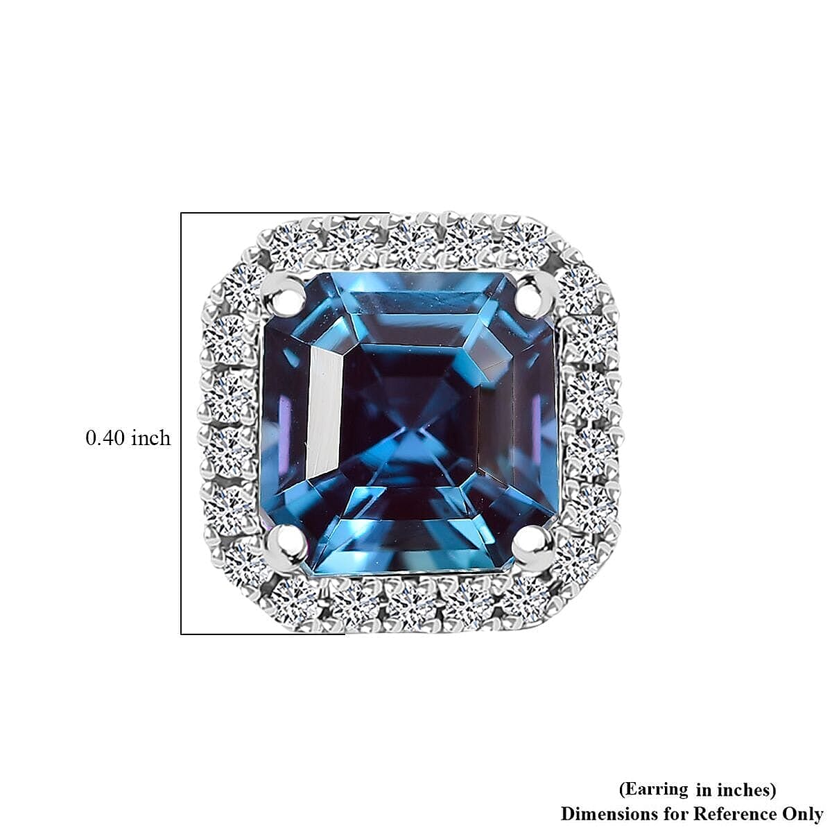 Certified &amp; Appraised LUXURIANT AAA Lab Grown Alexandrite, Lab Grown Diamond Halo Push Post Earring in 10K White Gold (EF, VS) 4.27 Ct. 8050072 5