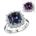 10K White Gold  AAA   Lab Grown Alexandrite ,  Lab Grown Diamond  EF, VS Solitaire Ring 6.99 ct,  Gold Wt. 4.43 Gms  6.230  Ct.