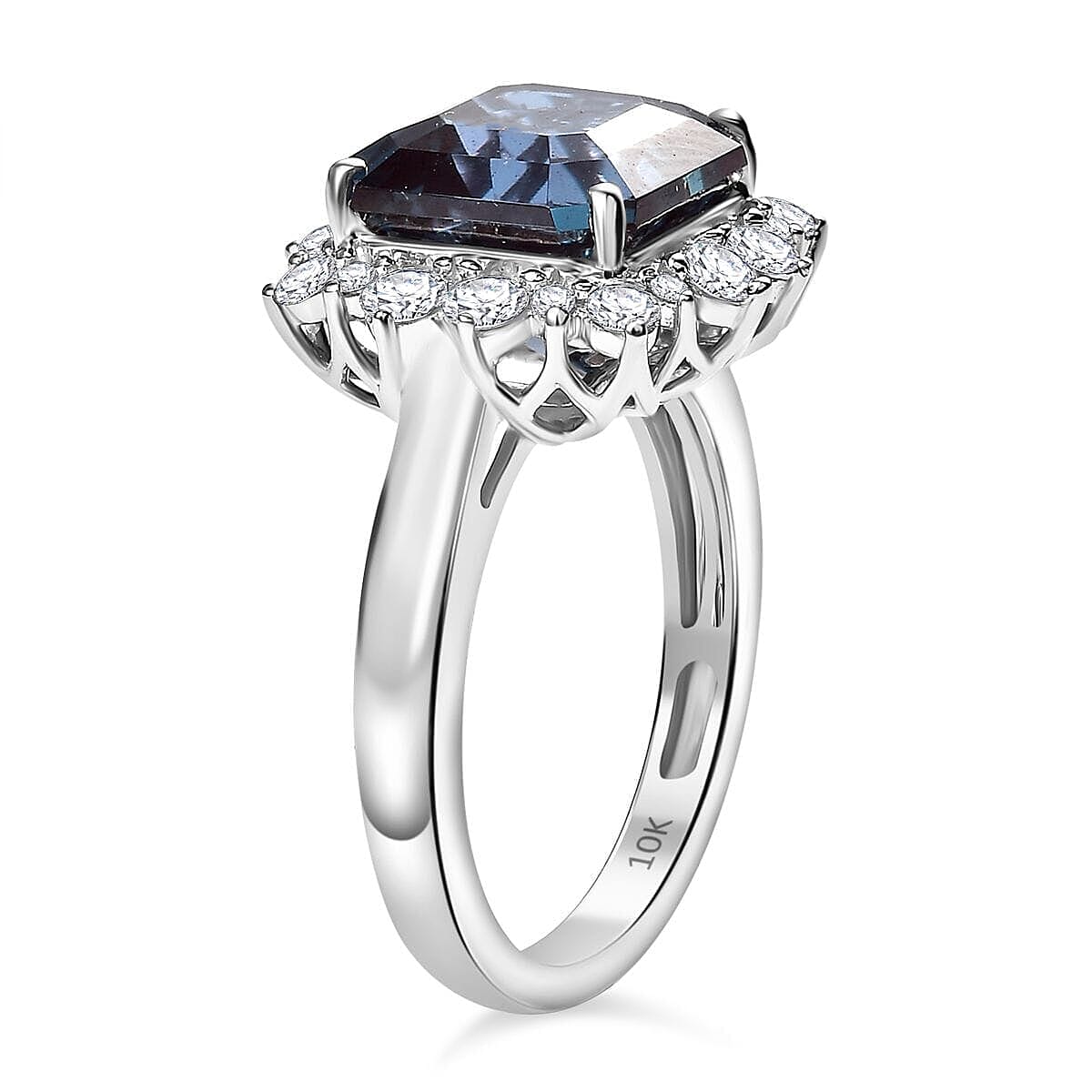 10K White Gold  AAA   Lab Grown Alexandrite ,  Lab Grown Diamond  EF, VS Solitaire Ring 6.99 ct,  Gold Wt. 3.94 Gms  6.230  Ct. 8052355 3