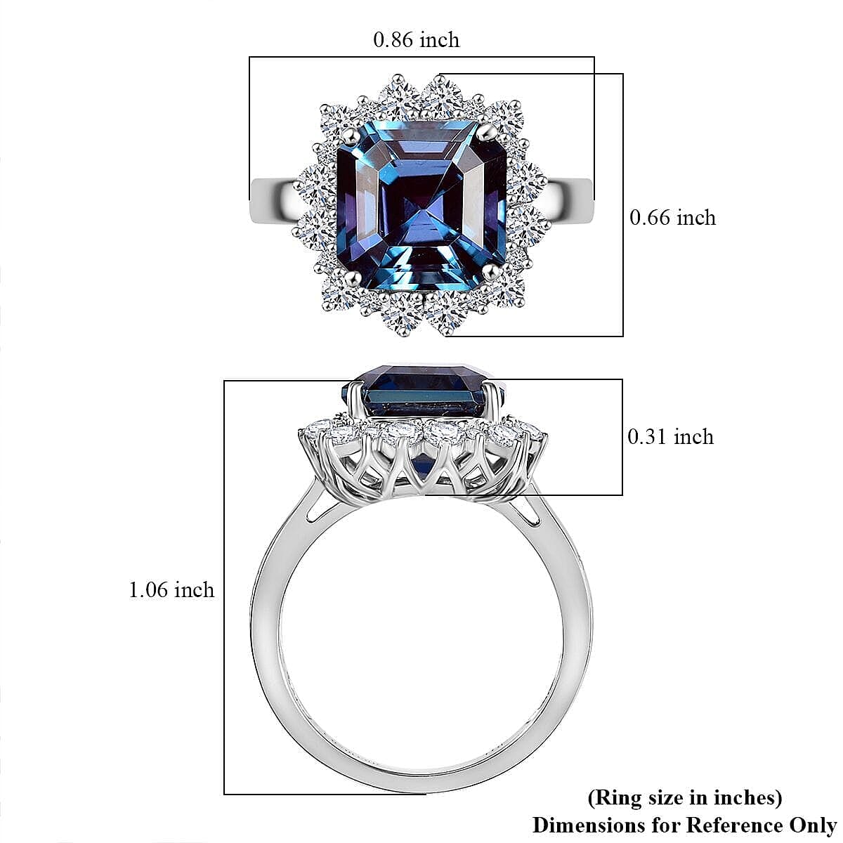 10K White Gold  AAA   Lab Grown Alexandrite ,  Lab Grown Diamond  EF, VS Solitaire Ring 6.99 ct,  Gold Wt. 3.94 Gms  6.230  Ct. 8052355 5