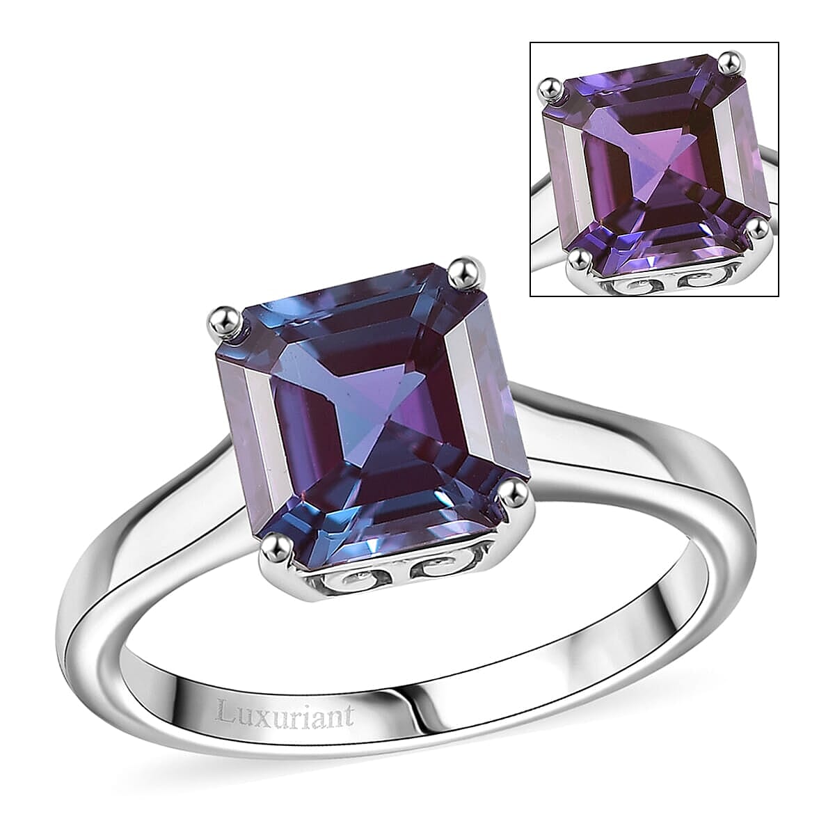 10K White Gold AAA Lab Grown Alexandrite Solitaire Ring, Gold Wt.3.24 Gms  2.935  Ct. 8111972 0