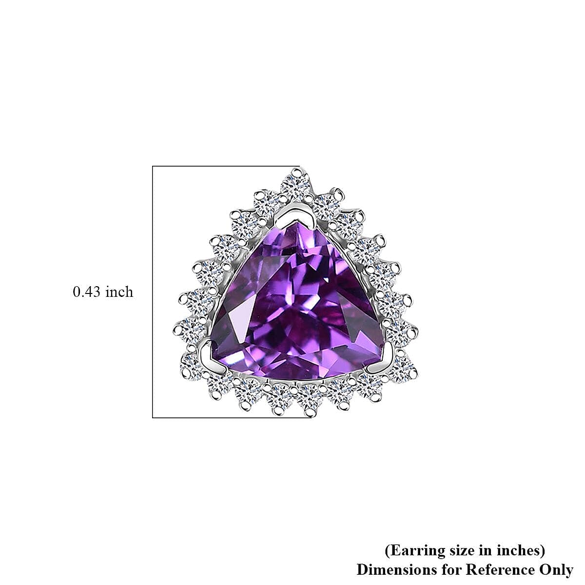 Certified &amp; Appraised LUXURIANT AAA Lab Grown Purple Sapphire, Lab Grown Diamond Halo Push Post Earring in 10K White Gold (EF, VS) 3.31 Ct. 8049990 5