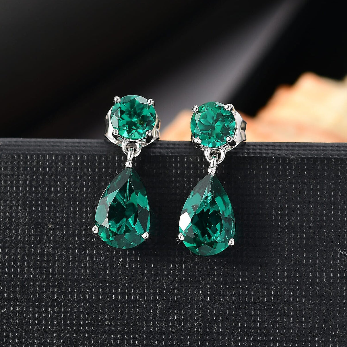 Appraised &amp; Certified LUXURIANT 10K White Gold AAA Lab Grown Emerald Dangling Earring, 3.06 Ct. 8115003 2