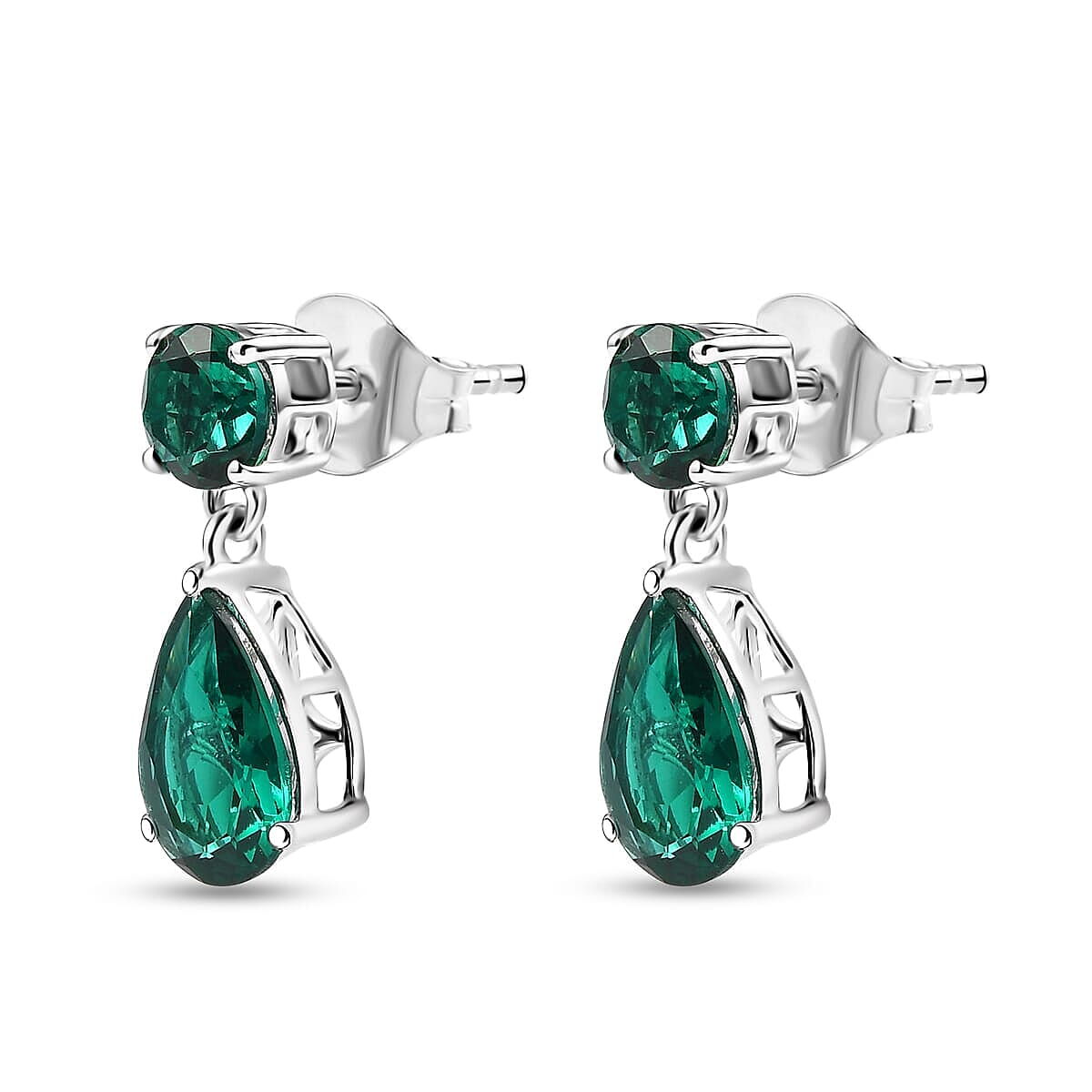 Appraised &amp; Certified LUXURIANT 10K White Gold AAA Lab Grown Emerald Dangling Earring, 3.06 Ct. 8115003 4