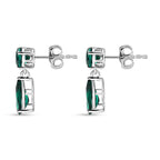 Luxuriant - 9K White Gold AGI Certified AAA Lab Grown Emerald Pear Drop Earring with Push Back 3.06 Ct.
