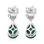Luxuriant - 9K White Gold AGI Certified AAA Lab Grown Emerald Pear Drop Earring with Push Back 3.06 Ct.