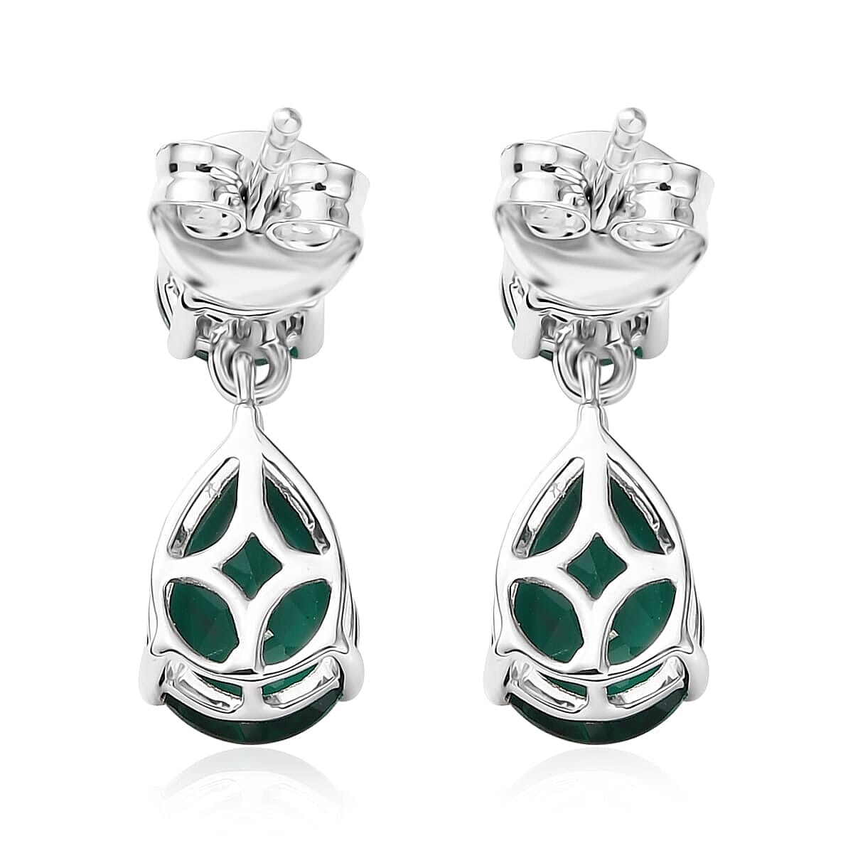 Appraised &amp; Certified LUXURIANT 10K White Gold AAA Lab Grown Emerald Dangling Earring, 3.06 Ct. 8115003 6