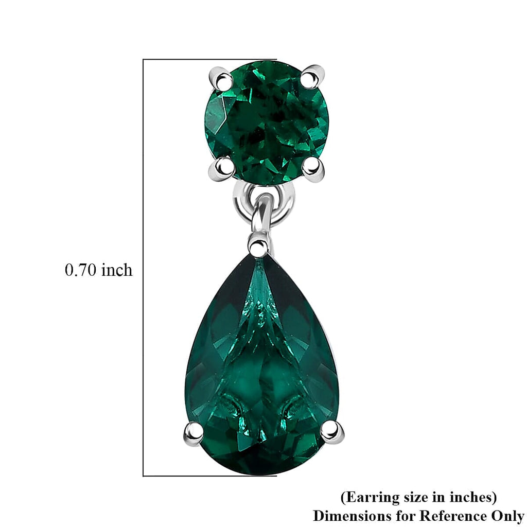 Luxuriant - 9K White Gold AGI Certified AAA Lab Grown Emerald Pear Drop Earring with Push Back 3.06 Ct.