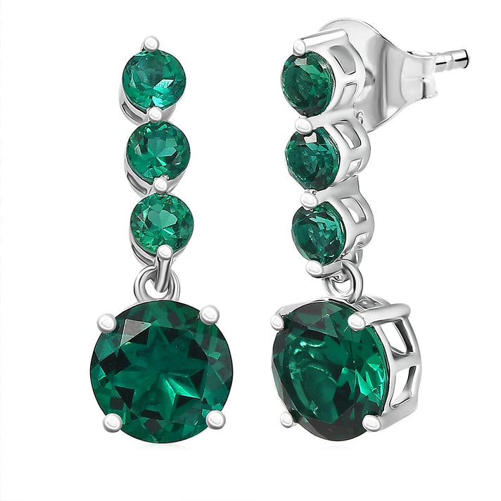 Appraised &amp; Certified LUXURIANT 10K White Gold AAA Lab Grown Emerald Dangling Earring, 2.88 Ct. 8115002 1