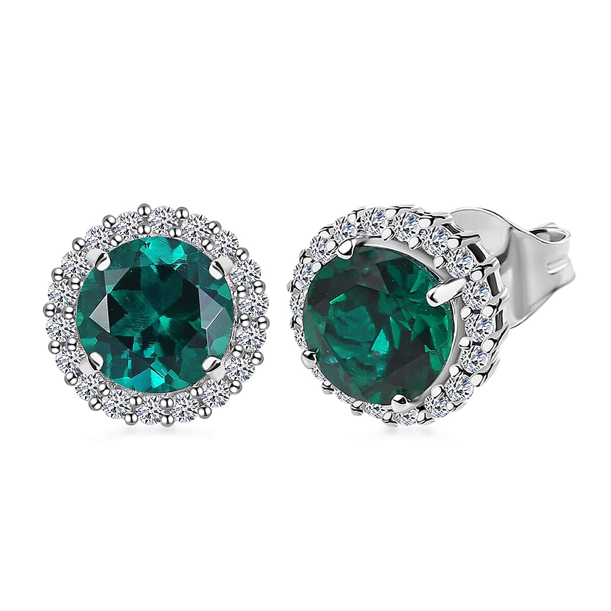 Certified &amp; Appraised LUXURIANT AAA Lab Grown Emerald, Lab Grown Diamond Halo Earring in 10K White Gold, (GH, SI) 2.62 Ct. 8111762 0