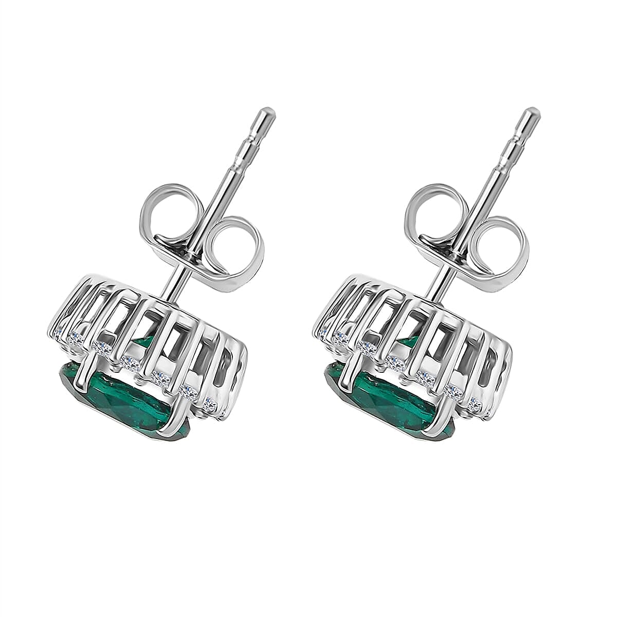 Certified &amp; Appraised LUXURIANT AAA Lab Grown Emerald, Lab Grown Diamond Halo Earring in 10K White Gold, (GH, SI) 2.62 Ct. 8111762 4