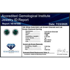 Luxuriant 9K White Gold AGI Certified Lab Grown Emerald & Lab Grown Diamond (I2) Earring with Push Back 2.48 Ct.