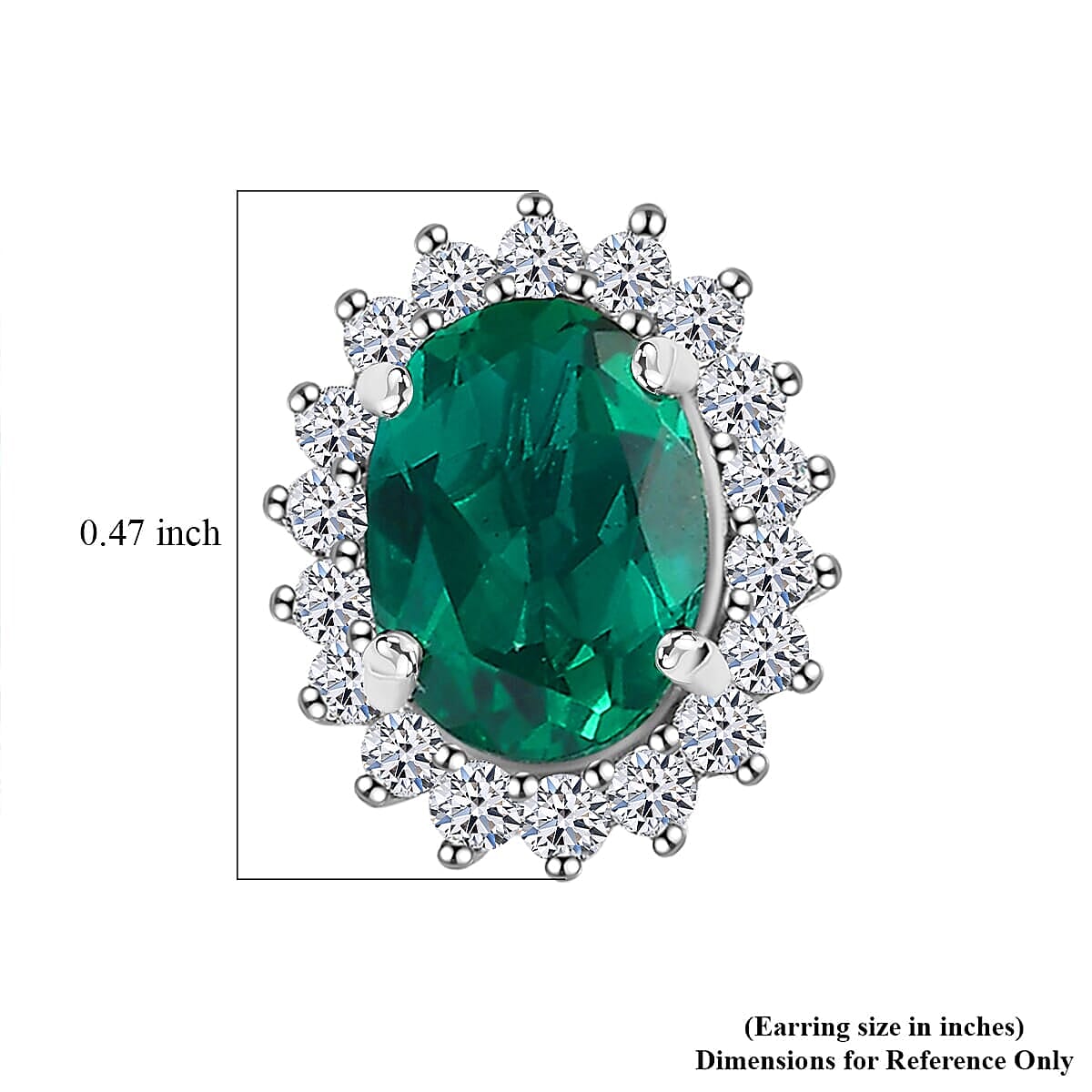 Appraised &amp; Certified LUXURIANT 10K White Gold AAA Lab Grown Emerald, Lab Grown Diamond GH, SI Solitaire Stud Push Post Earring, 2.11 Ct. 8114998 5