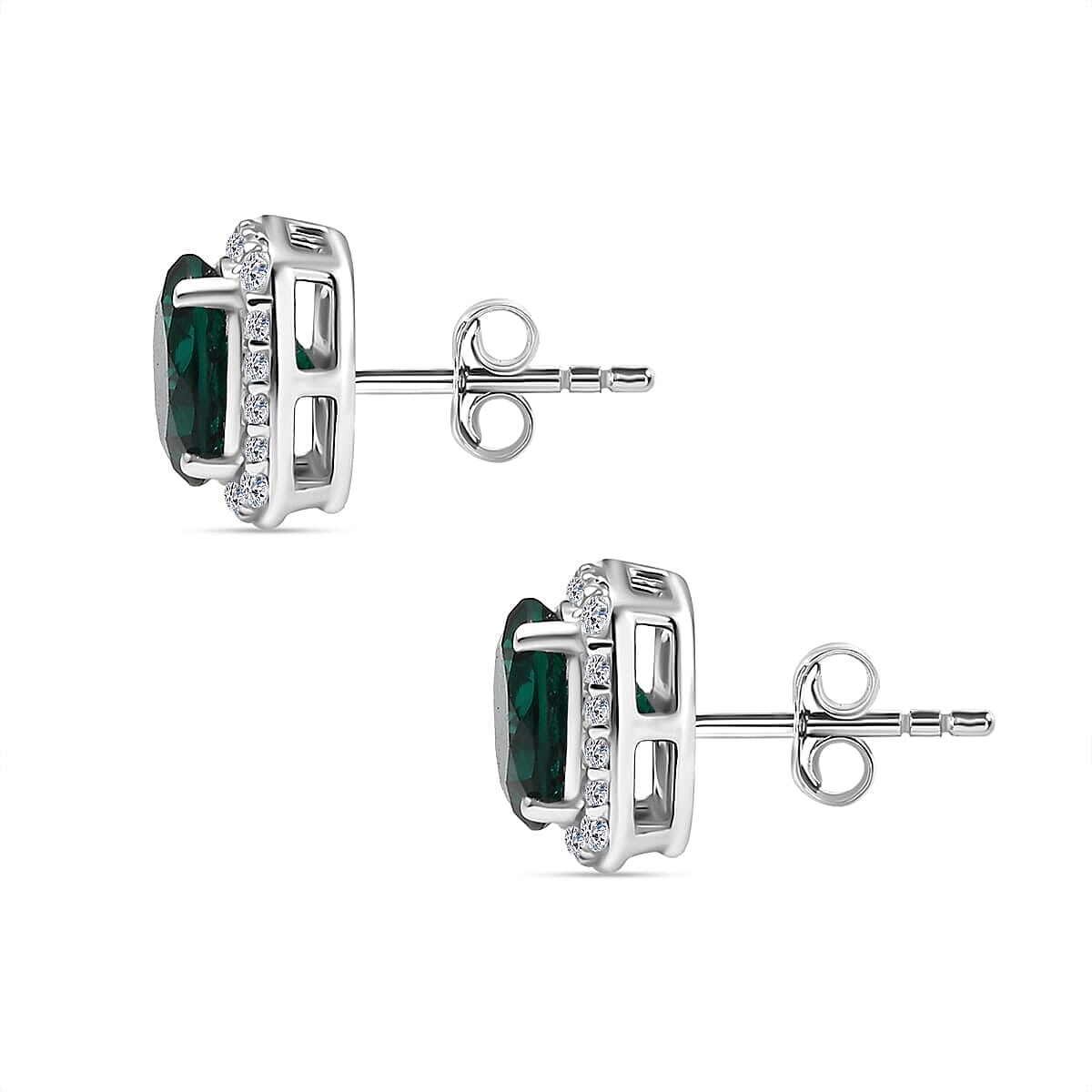 Appraised &amp; Certified LUXURIANT 10K White Gold AAA Lab Grown Emerald, Lab Grown Diamond GH, SI Solitaire Stud Push Post Earring, 2.57 Ct. 8115000 4