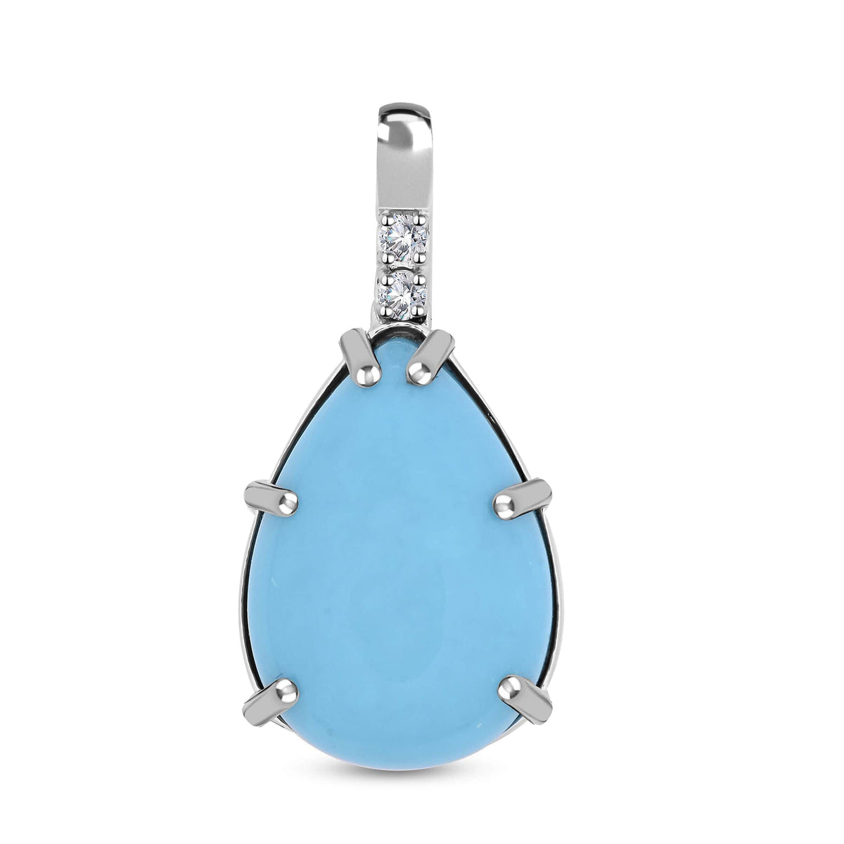 Appraised and Certified 4.45 Ct. Sleeping Beauty Turquoise, Diamond Solitaire Pendant in 10K White Gold 7773162 0