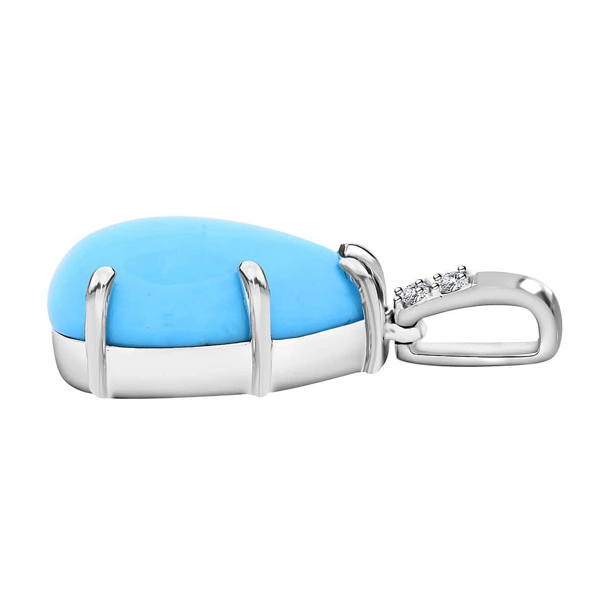 Appraised and Certified 4.45 Ct. Sleeping Beauty Turquoise, Diamond Solitaire Pendant in 10K White Gold 7773162 3