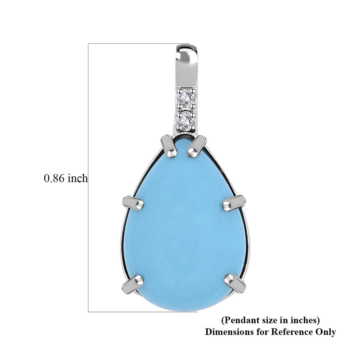 Appraised and Certified 4.45 Ct. Sleeping Beauty Turquoise, Diamond Solitaire Pendant in 10K White Gold 7773162 4