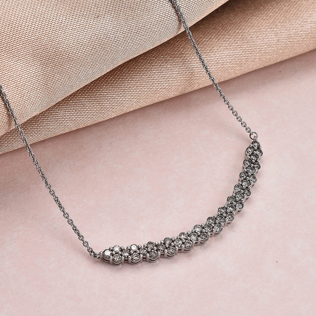 9K White Gold Diamond (I1-I2-G-H) Necklace (Size - 16-18) 1.00 Ct 7382234 1