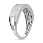 10K White Gold SGL Certified Diamond (I1-I2) Band Ring 0.50 Ct, Gold Wt 3.50 GM