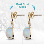 LUXURO 9K Yellow Gold AGI Certified AAA Ethiopian Opal & White Diamond Earring with Push Back 5.01 Ct.