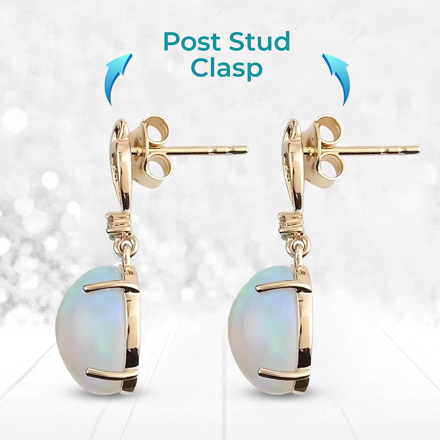 10K Yellow Gold AAA Ethiopian Opal, White Diamond I2 Drop Earrings 5.01 ct 3882801 3