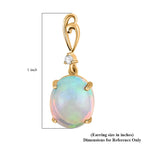 LUXURO 9K Yellow Gold AGI Certified AAA Ethiopian Opal & White Diamond Earring with Push Back 5.01 Ct.