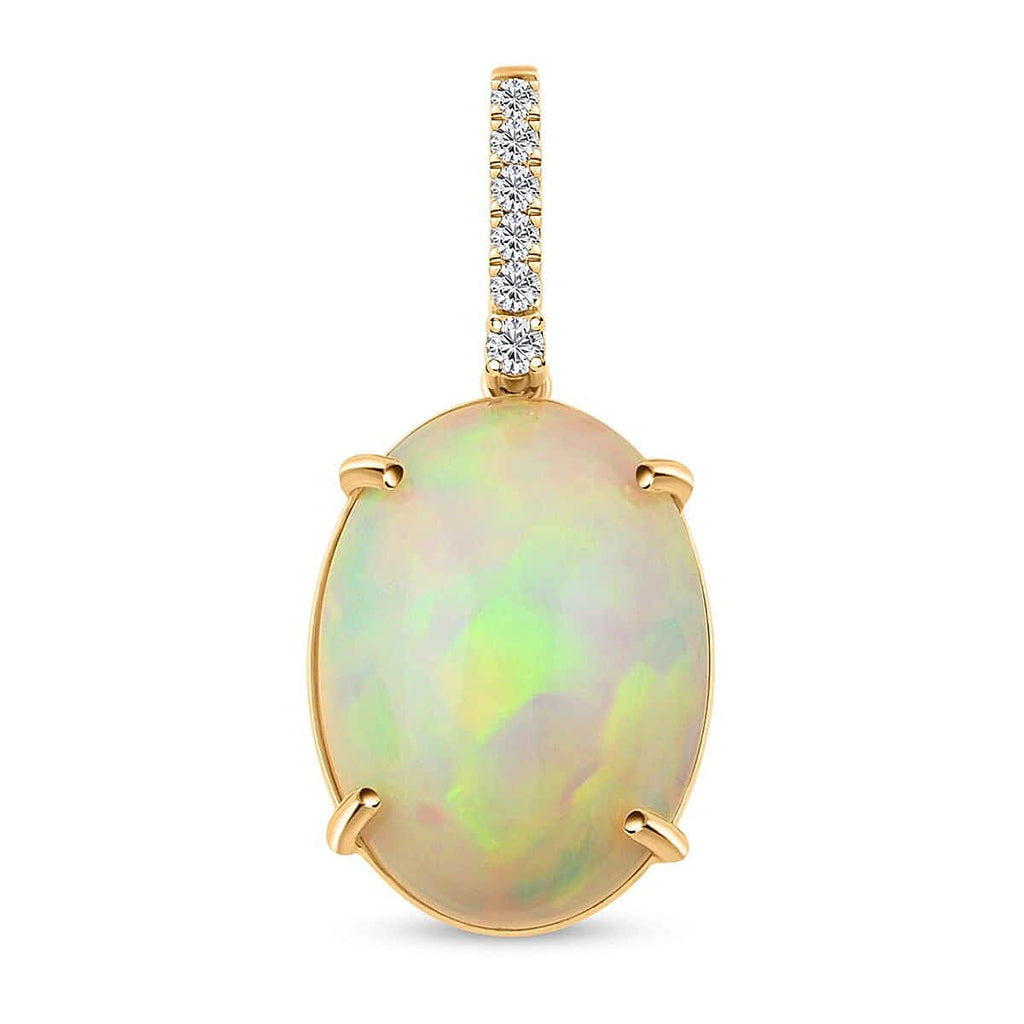 10K Yellow Gold  AAA   Ethiopian Opal ,  White Diamond  I2 Pendant 6.96 ct,  Gold Wt. 2.57 Gms  6.960  Ct.