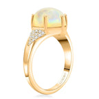 Luxoro 9K Yellow Gold AGI Certified AAA Ethiopian Opal & White Diamond (I2) Ring 2.80 Ct.