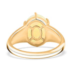 Luxoro 9K Yellow Gold AGI Certified AAA Ethiopian Opal & White Diamond (I2) Ring 2.80 Ct.