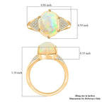 Luxoro 9K Yellow Gold AGI Certified AAA Ethiopian Opal & White Diamond (I2) Ring 2.80 Ct.