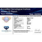 Luxoro 9K Yellow Gold AGI Certified AAA Ethiopian Opal & White Diamond (I2) Ring 2.80 Ct.