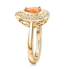 10K Yellow Gold  AAA   Fanta Garnet ,  White Diamond  I2 Ring 1.60 ct,  Gold Wt. 4.09 Gms  1.600  Ct.