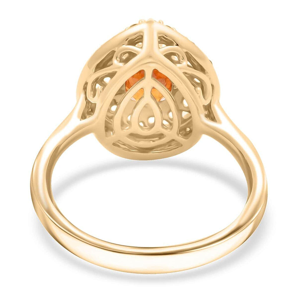 10K Yellow Gold  AAA   Fanta Garnet ,  White Diamond  I2 Ring 1.60 ct,  Gold Wt. 4.09 Gms  1.600  Ct.