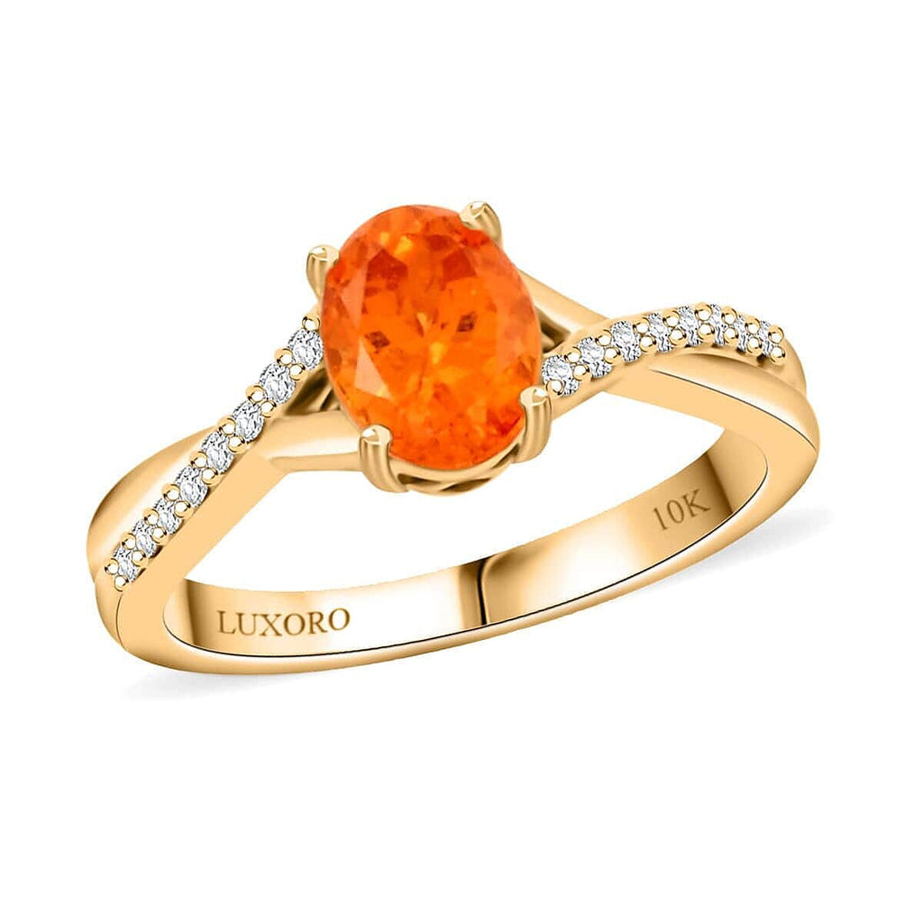 10K Yellow Gold AGI Certified AAA Fanta Garnet & White Diamond Solitaire Ring 1.70 Ct, Gold Wt. 3.60 Gms