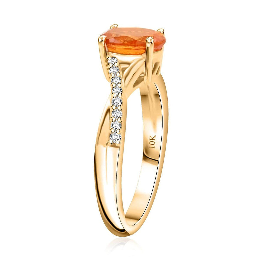 10K Yellow Gold AGI Certified AAA Fanta Garnet & White Diamond Solitaire Ring 1.70 Ct, Gold Wt. 3.60 Gms