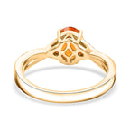 10K Yellow Gold AGI Certified AAA Fanta Garnet & White Diamond Solitaire Ring 1.70 Ct, Gold Wt. 3.60 Gms