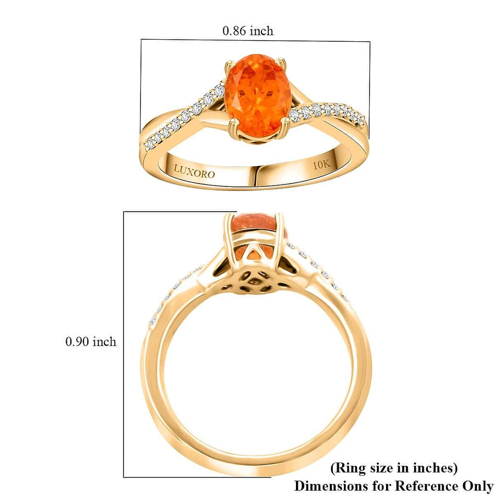 10K Yellow Gold AGI Certified AAA Fanta Garnet & White Diamond Solitaire Ring 1.70 Ct, Gold Wt. 3.60 Gms