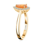 10K Yellow Gold  AAA   Fanta Garnet ,  White Diamond  I2 Ring 1.70 ct,  Gold Wt. 3.4 Gms  1.700  Ct.